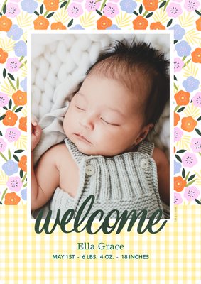 Monogram Photo Card Baby Announcement Photo Card, 5x7