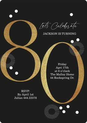 Gilded 80 Celebration Photo Card, 5x7