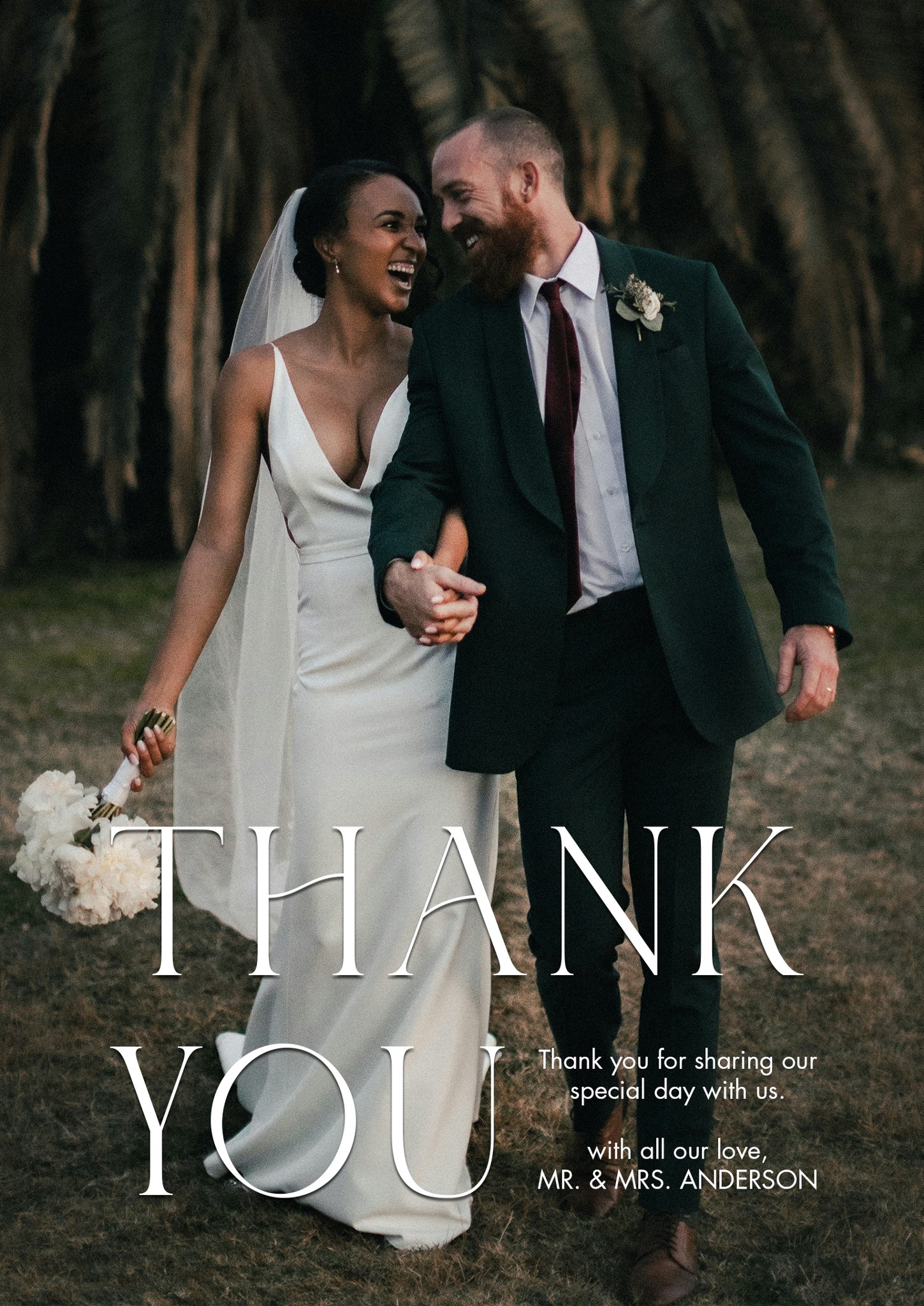 Thank You Type Premium Double Sided Photo Card in White, 5x7, Portrait