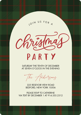 Christmas Invite Arch Plaid Photo Card, 5x7