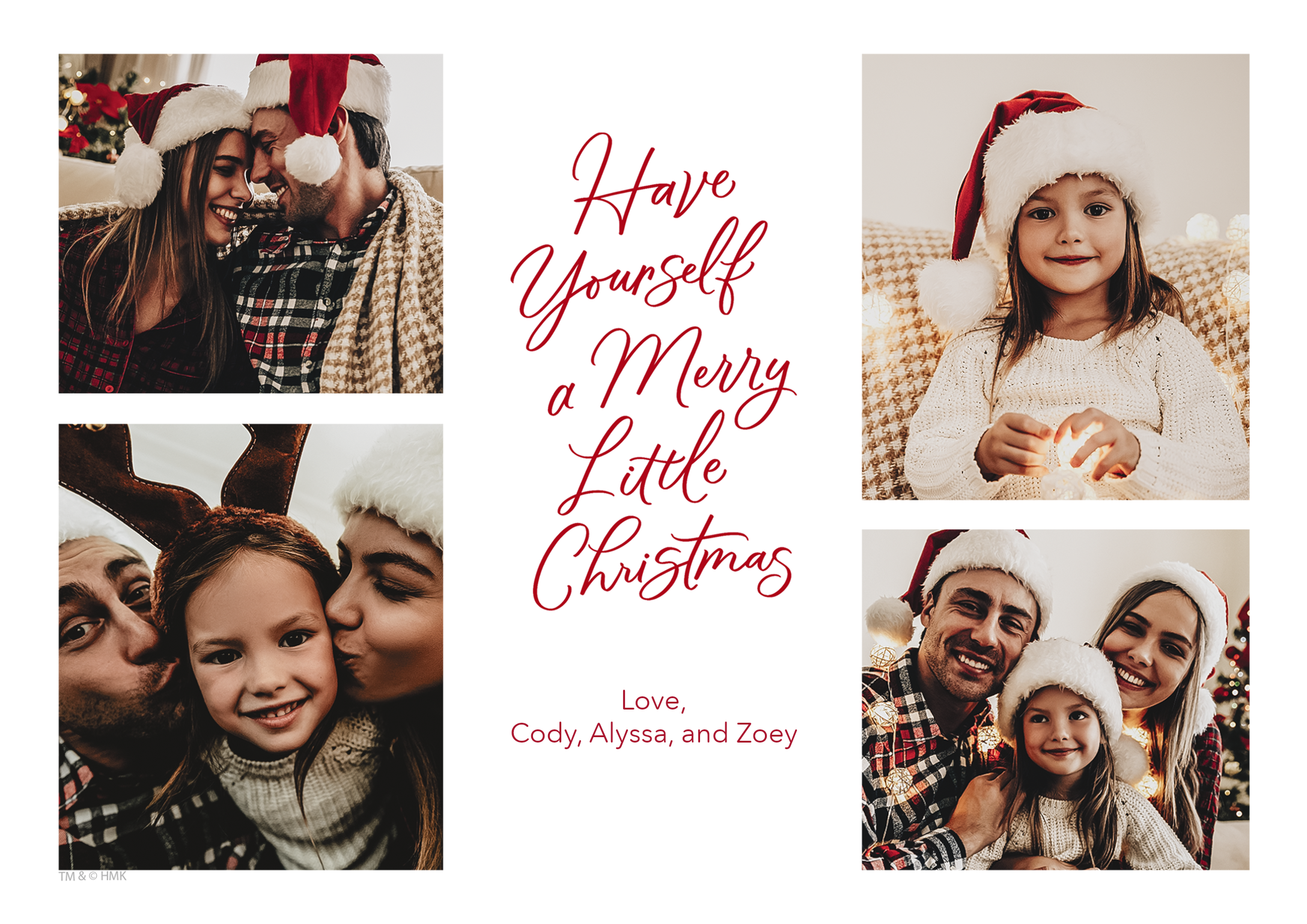 A Little Christmas Wish Premium Double Sided Photo Card in Red, 5x7, Horizontal