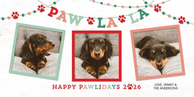 Holiday 2026 Paw La La Photo Card, Square, 4x8