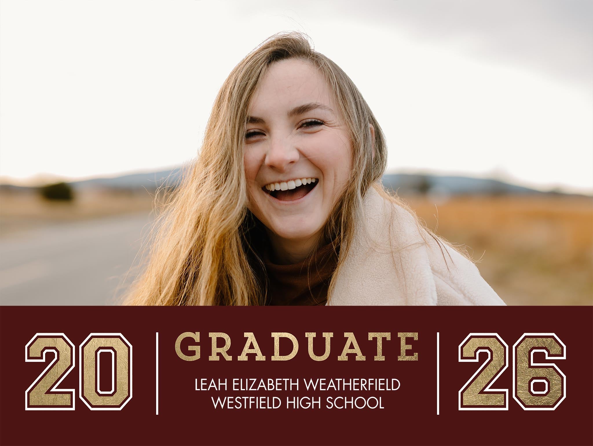 Simple Grad 2026 Memories Yard Sign, Double Sided in Red, 18x24, Landscape