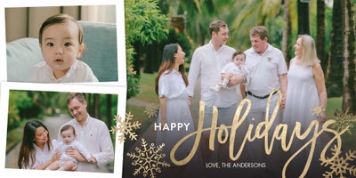 Holiday Happy Snowflakes Photo Card, Square, 4x8
