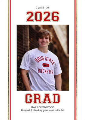 2026 Grad Bold Stripes Photo Card, 5x7