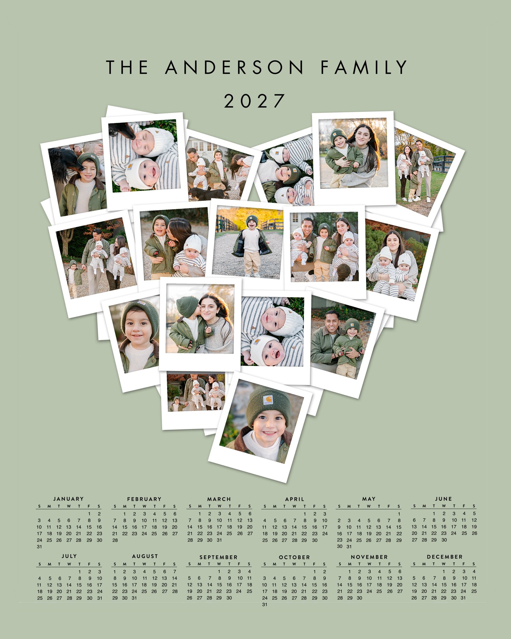 Poster Prints 16x20 Portrait 2027 Heart Snaps Customizable in Green, Portrait
