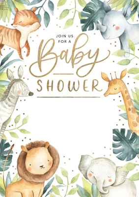 Baby Shower Safari Animal Dots Photo Card, 5x7