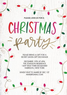Christmas Invite Lights Photo Card, 5x7