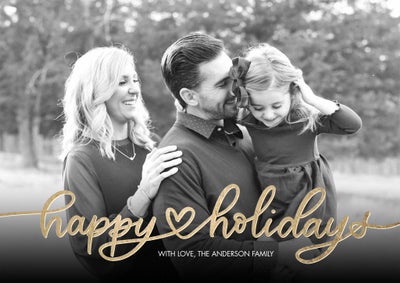 Holiday Script Heart Photo Card, 5x7