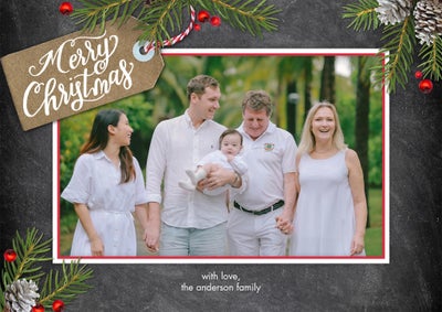 Christmas Rustic Greenery Photo Card, 5x7