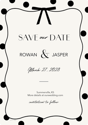 Simple Line Modern Bow Save the Date Photo Card, 5x7