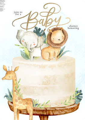 Baby Shower Animals Cake Photo Card, 5x7