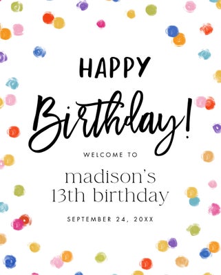 Portrait Birthday Dots Board Prints