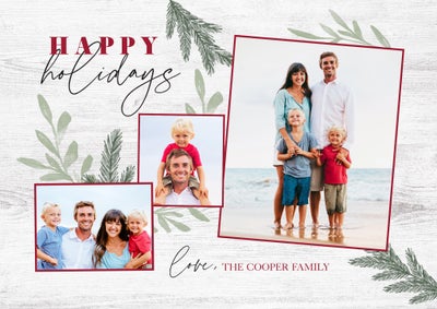 Rustic Woodgrain Holidays Photo Card, 5x7