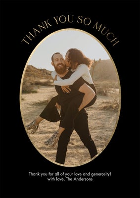 Thank You Gold Oval Photo Card, 5x7